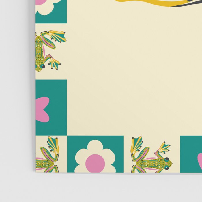 Charming Frogs & Florals: Whimsical Nature-Inspired Pattern Poster Gallery Image 3