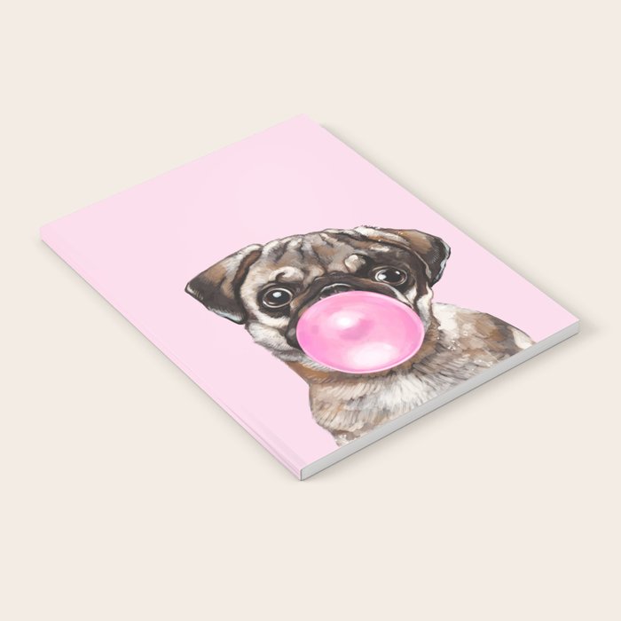 Pug with Pink Bubble Gum Notebook Gallery Image 1