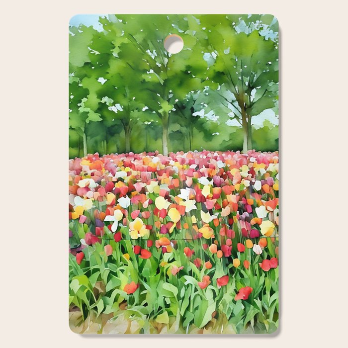 Colorful tulips field Cutting Board Gallery Image 1