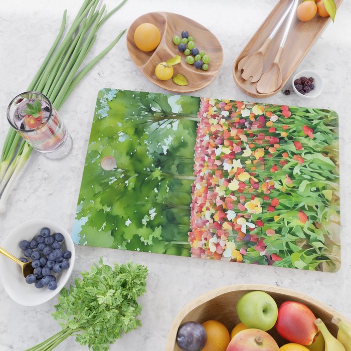 Colorful tulips field Cutting Board Gallery Image 2