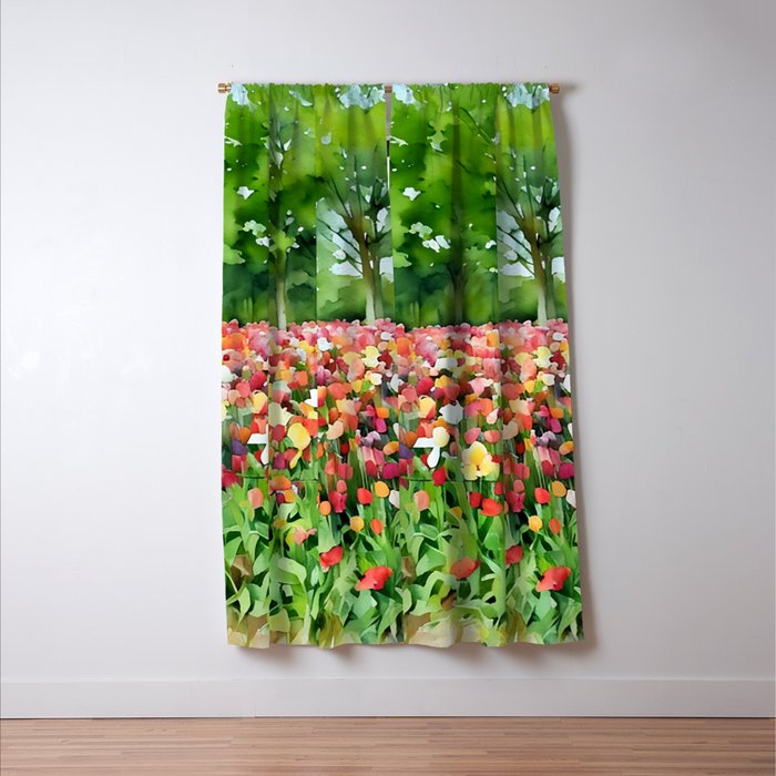 Colorful tulips field Window Curtain Gallery Image 3