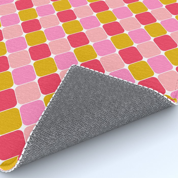 Checkered Geometric Shapes - Pink, Red, Yellow Rug Gallery Image 4