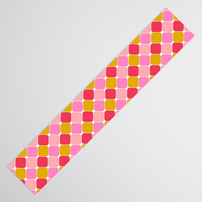 Checkered Geometric Shapes - Pink, Red, Yellow Table Runner Gallery Image 3