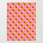 Checkered Geometric Shapes - Pink, Red, Yellow Poster Gallery Image 4