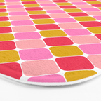 Checkered Geometric Shapes - Pink, Red, Yellow Bath Mat Gallery Image 3
