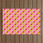 Checkered Geometric Shapes - Pink, Red, Yellow Outdoor Rug Gallery Image 1