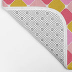 Checkered Geometric Shapes - Pink, Red, Yellow Bath Mat Gallery Image 2