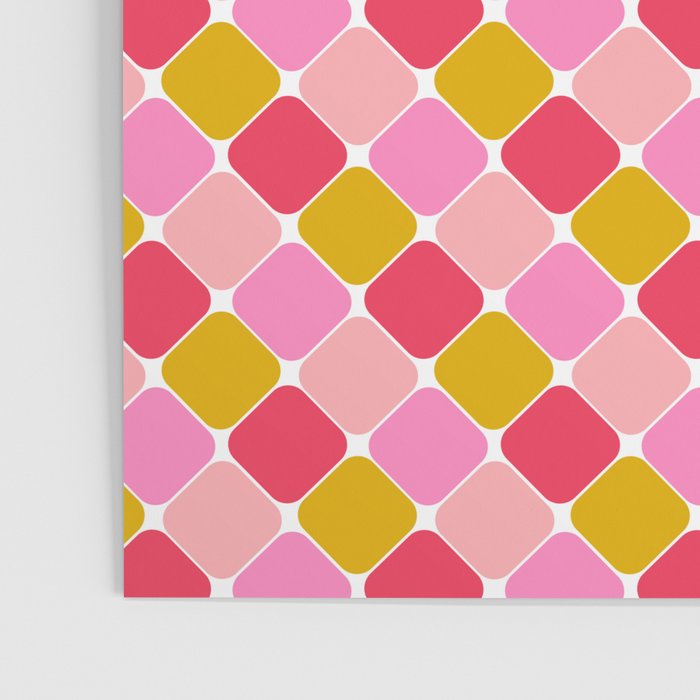 Checkered Geometric Shapes - Pink, Red, Yellow Poster Gallery Image 3