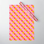 Checkered Geometric Shapes - Pink, Red, Yellow Wrapping Paper Gallery Image 1