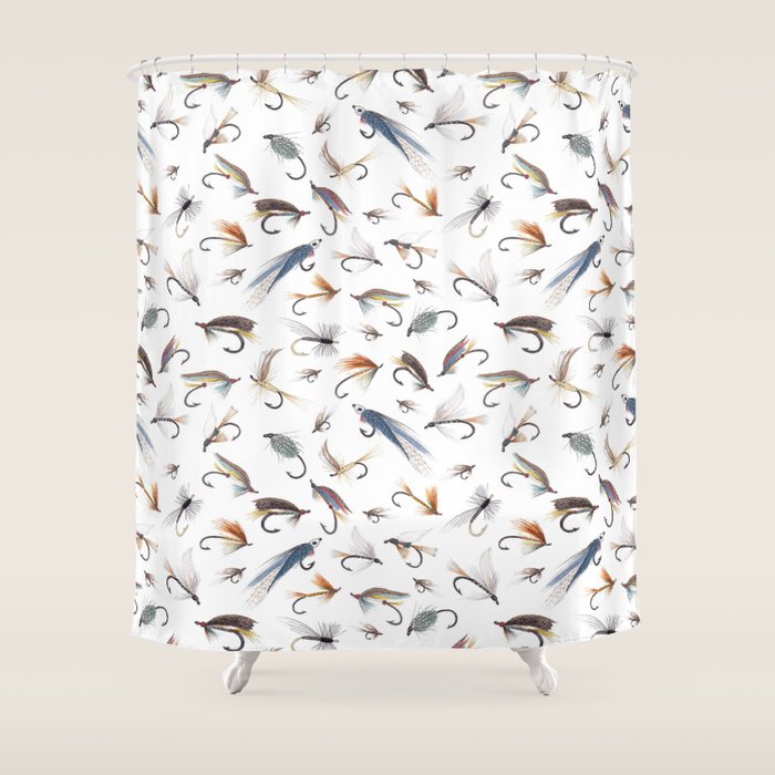 Fly Fishing Lures for Freshwater Fish Shower Curtain Gallery Image 1