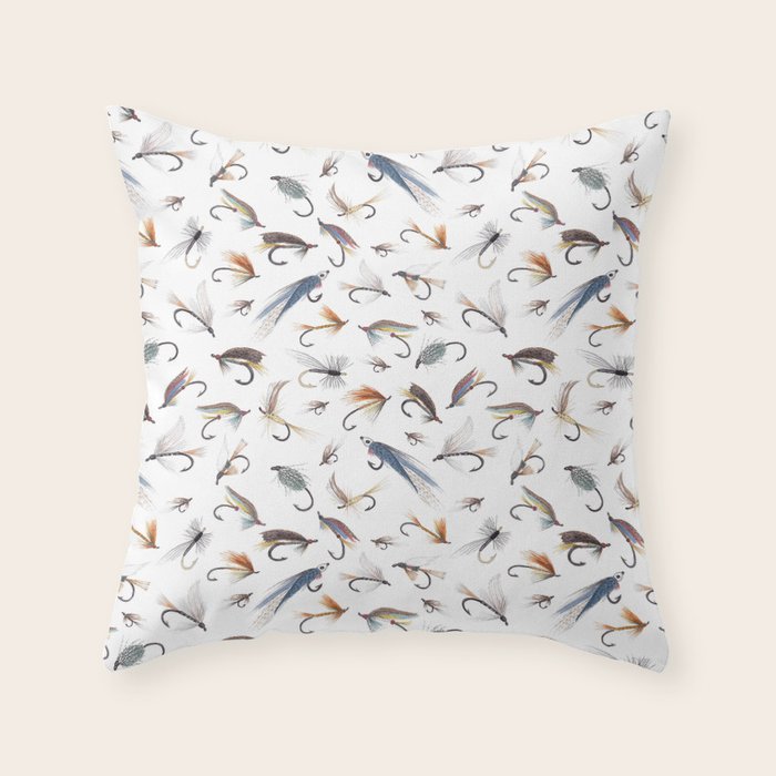 Fly Fishing Lures for Freshwater Fish Throw Pillow Gallery Image 1