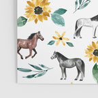 Horses and Sunflowers, Horse Art, Horse Decor, Yellow Flowers, Equestrian Art Poster Gallery Image 3