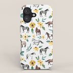 Horses and Sunflowers, Horse Art, Horse Decor, Yellow Flowers, Equestrian Art iPhone Case Gallery Image 1