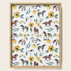 Horses and Sunflowers, Horse Art, Horse Decor, Yellow Flowers, Equestrian Art Serving Tray Gallery Image 1