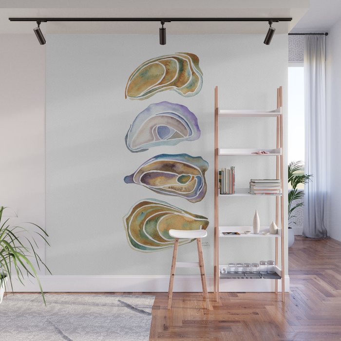 Watercolor Oysters Wall Mural Gallery Image 1