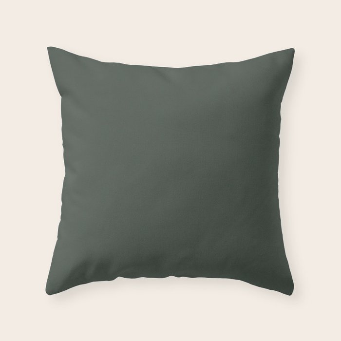Neutral Sage Grey Solid Color Throw Pillow Gallery Image 6