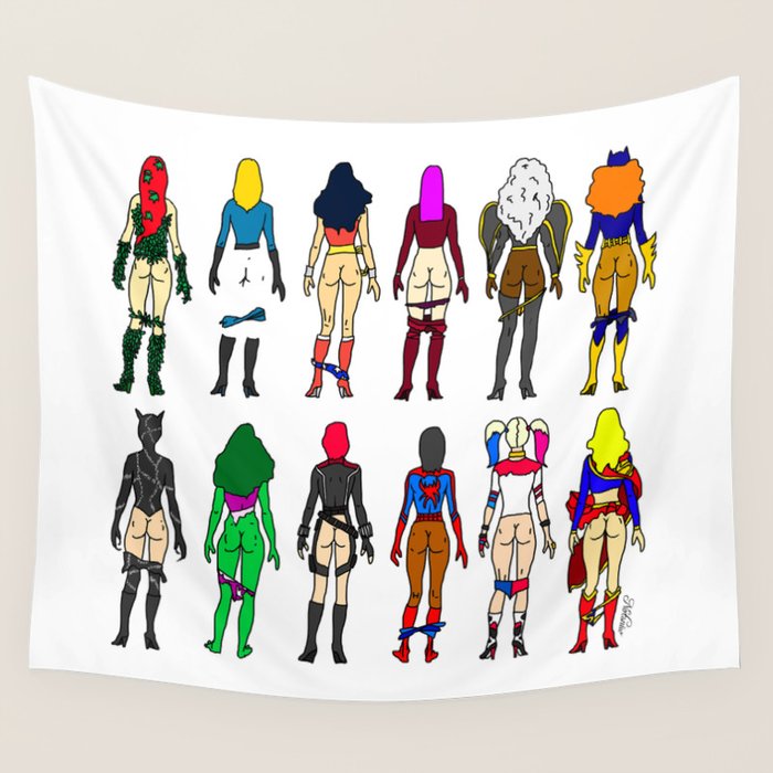 Superhero Butts - Girls Superheroine Butts LV Wall Tapestry Gallery Image 4
