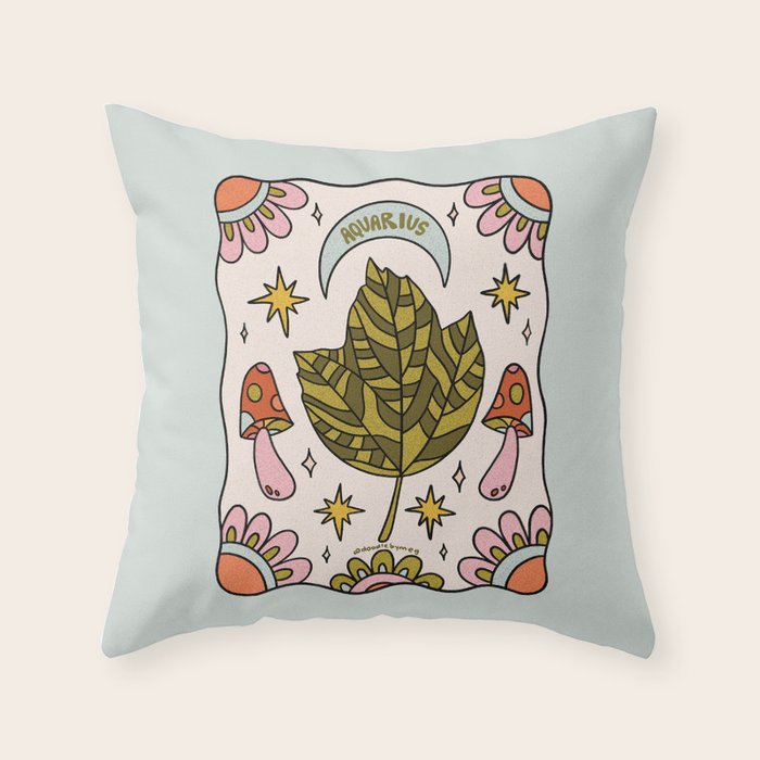 Aquarius Leaf Throw Pillow Gallery Image 1