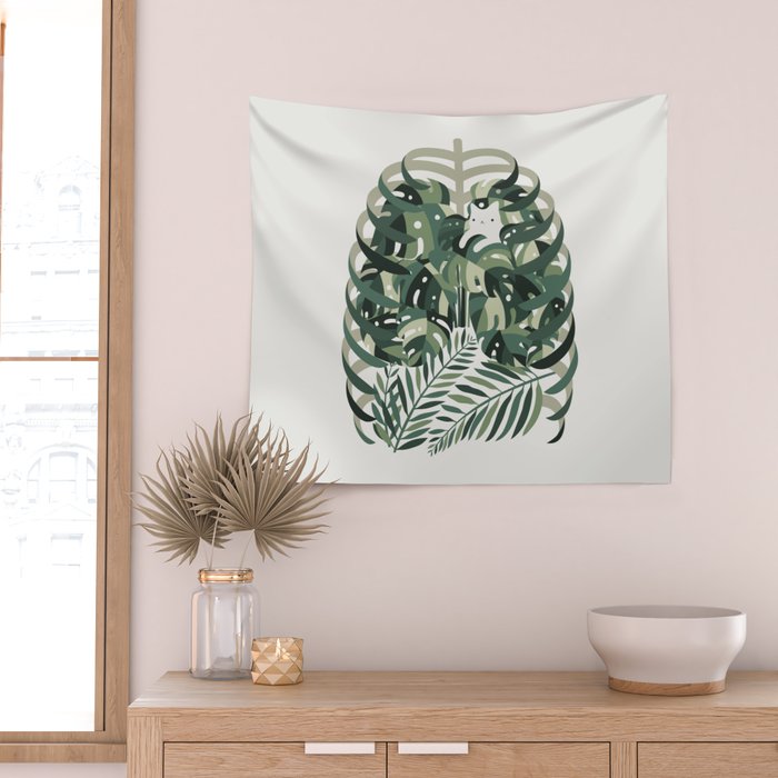 Cat and Plant 56 Wall Tapestry Gallery Image 2