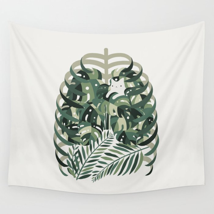 Cat and Plant 56 Wall Tapestry Gallery Image 4