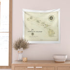Hawaiian Islands [vintage inspired] map print Wall Tapestry Gallery Image 2