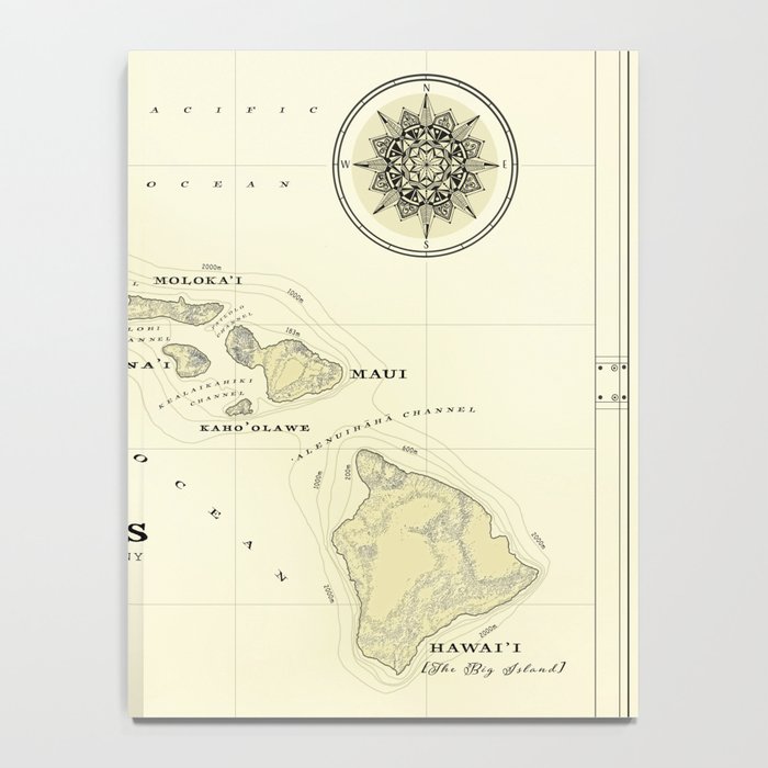 Hawaiian Islands [vintage inspired] map print Notebook Gallery Image 4