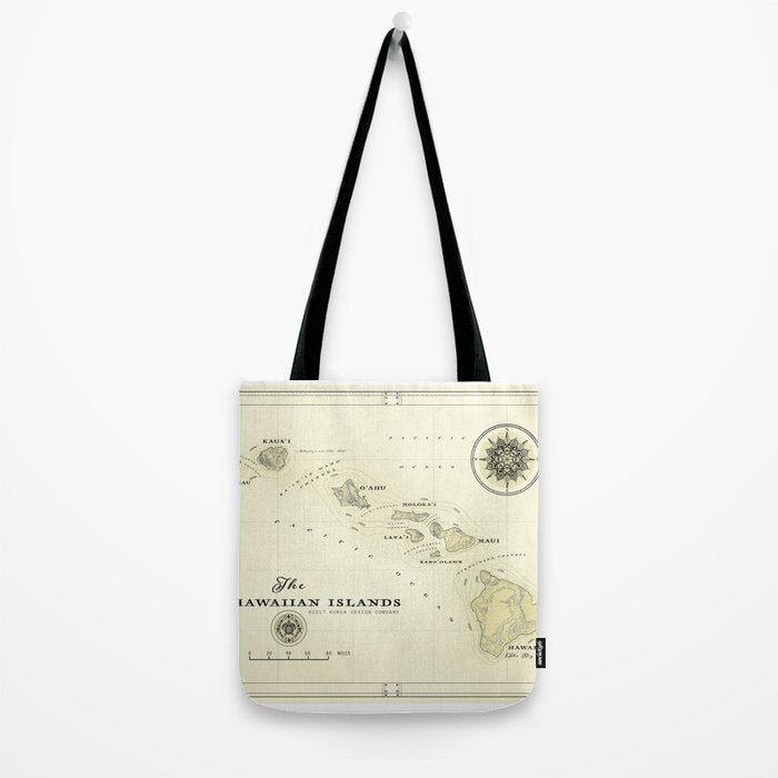 Hawaiian Islands [vintage inspired] map print Tote Bag Gallery Image 2