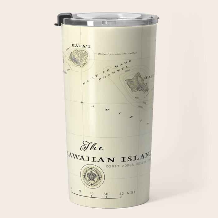 Hawaiian Islands [vintage inspired] map print Travel Mug Gallery Image 3