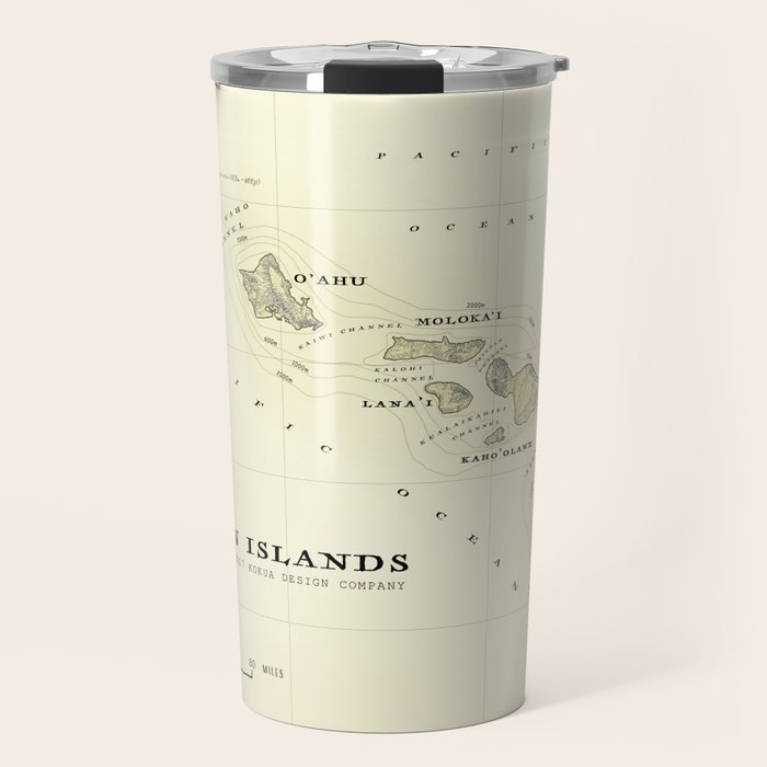 Hawaiian Islands [vintage inspired] map print Travel Mug Gallery Image 1