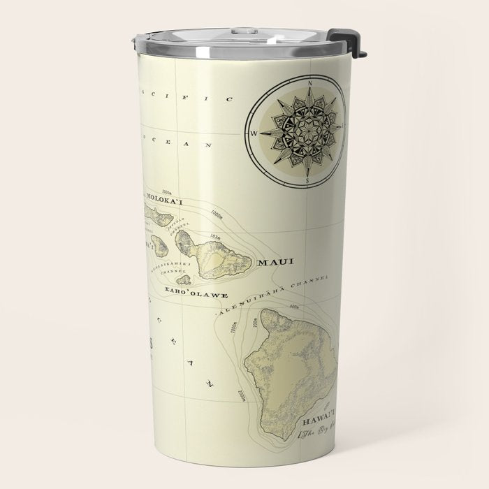 Hawaiian Islands [vintage inspired] map print Travel Mug Gallery Image 2