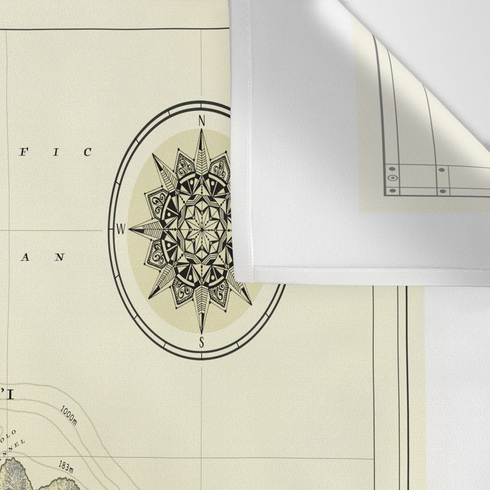 Hawaiian Islands [vintage inspired] map print Wall Tapestry Gallery Image 3