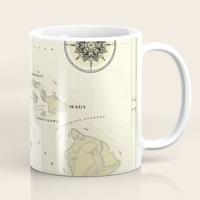 Hawaiian Islands [vintage inspired] map print Coffee Mug Gallery Image 1