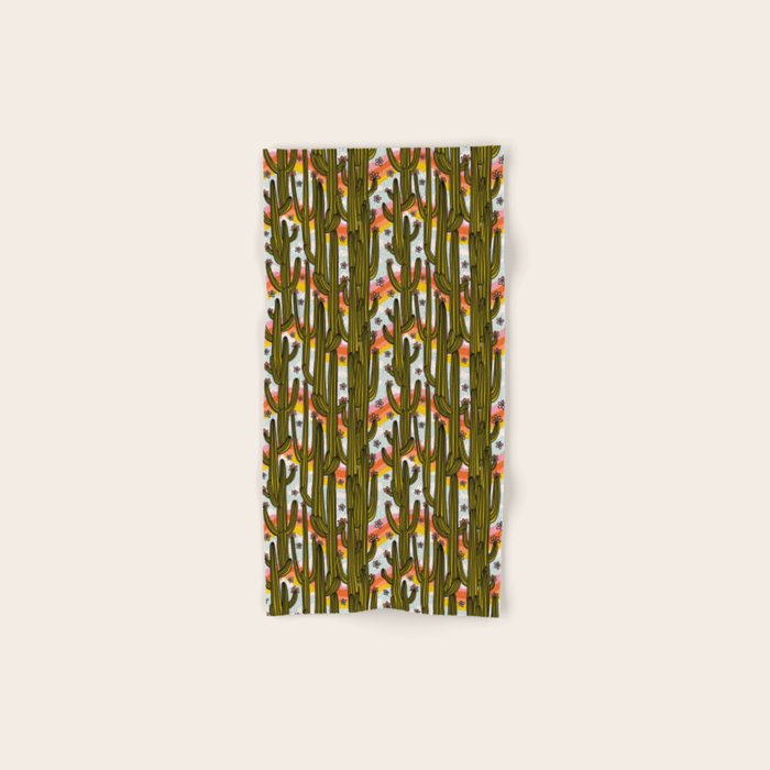 Rainbow and Cacti Print Bath Towel Gallery Image 1