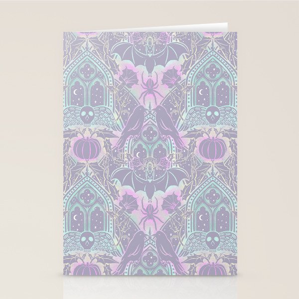 Gothic Halloween Damask - pastel glow Stationery Card Gallery Image 1