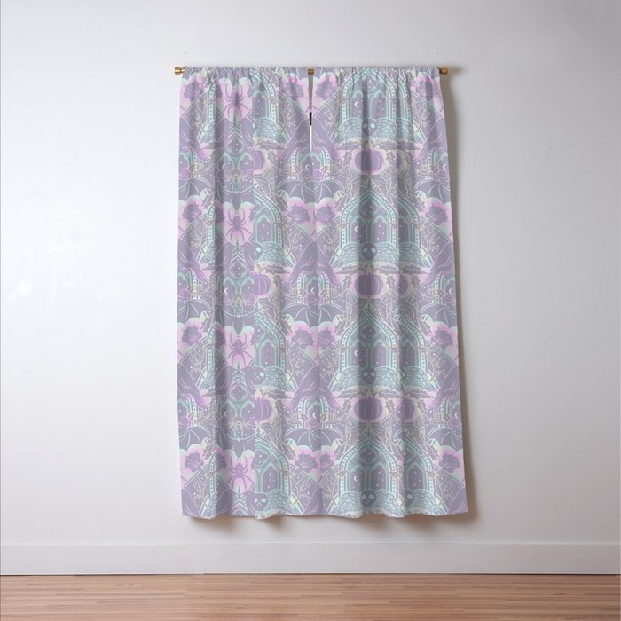 Gothic Halloween Damask - pastel glow Window Curtain Gallery Image 3