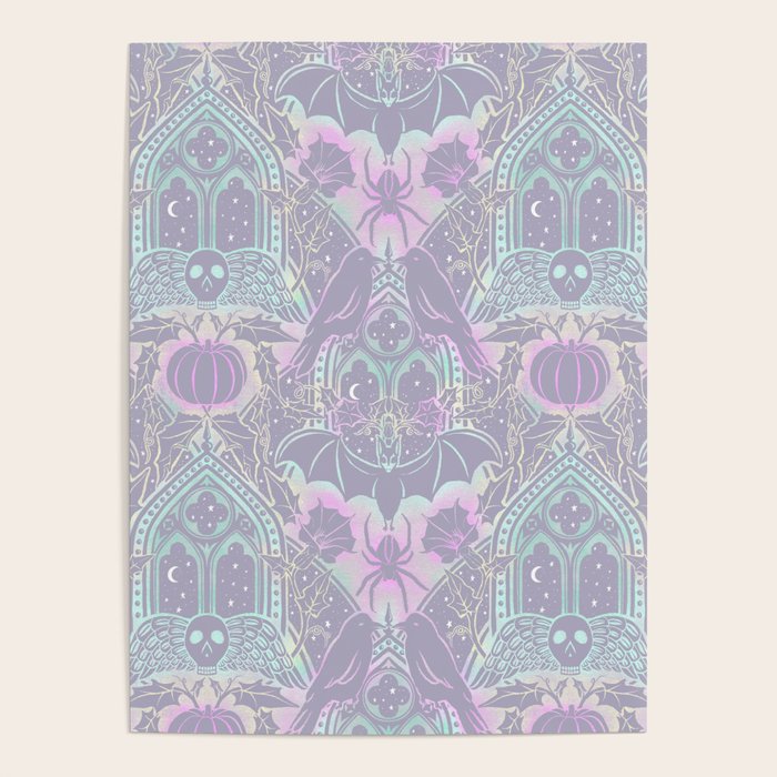 Gothic Halloween Damask - pastel glow Poster Gallery Image 4