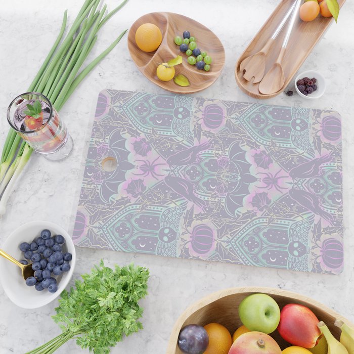 Gothic Halloween Damask - pastel glow Cutting Board Gallery Image 2