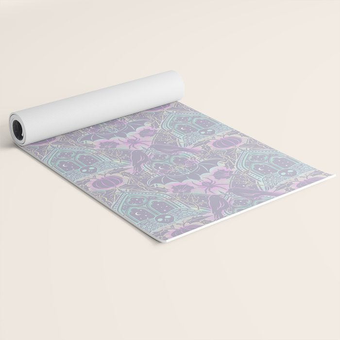 Gothic Halloween Damask - pastel glow Yoga Mat Gallery Image 2