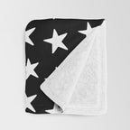 Star Pattern White On Black Throw Blanket Gallery Image 3
