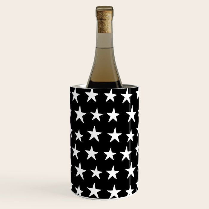 Star Pattern White On Black Wine Chiller Gallery Image 1