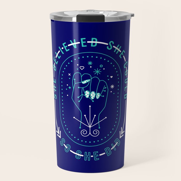 She Believed - Navy & Turquoise Palette Travel Mug Gallery Image 1