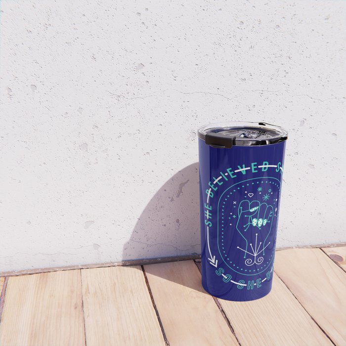 She Believed - Navy & Turquoise Palette Travel Mug Gallery Image 4