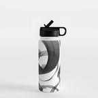 Modern abstract black white hand painted brushstrokes Water Bottle Gallery Image 1