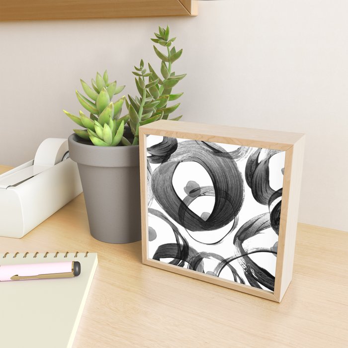 Modern abstract black white hand painted brushstrokes Mini Art Print Gallery Image 2