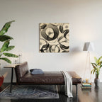 Modern abstract black white hand painted brushstrokes Wood Wall Art Gallery Image 2