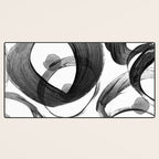 Modern abstract black white hand painted brushstrokes Desk Mat Gallery Image 3