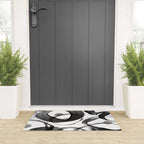 Modern abstract black white hand painted brushstrokes Welcome Mat Gallery Image 3