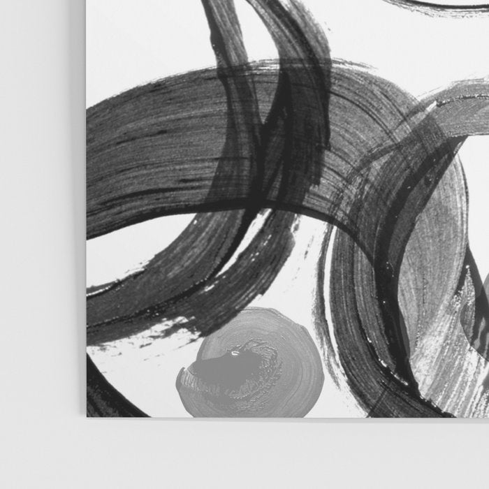 Modern abstract black white hand painted brushstrokes Poster Gallery Image 3
