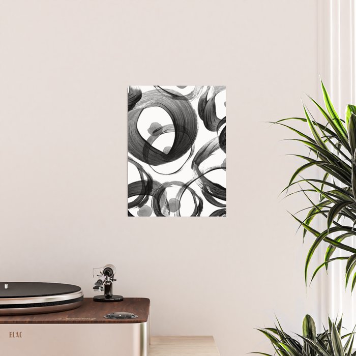 Modern abstract black white hand painted brushstrokes Poster Gallery Image 2