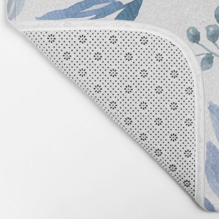 Blue Eucalyptus Pattern Bath Mat Gallery Image 2